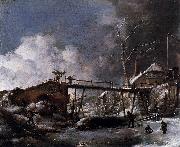 Winter Landscape with Wooden Bridge